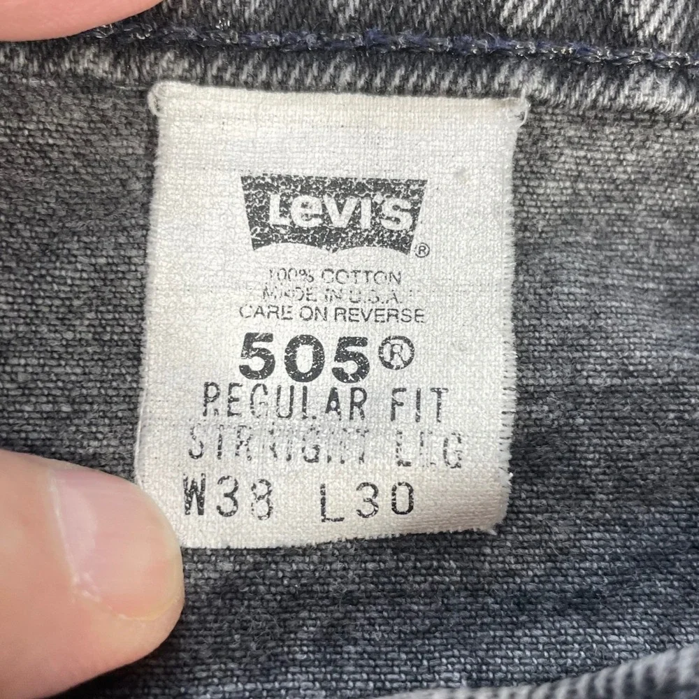 Levi's Black 505 Orange Tab Faded Vintage Distressed Jeans Men 38x30 READ
